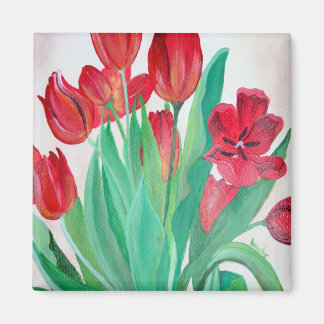 A Bouquet of Red Tulips Magnet