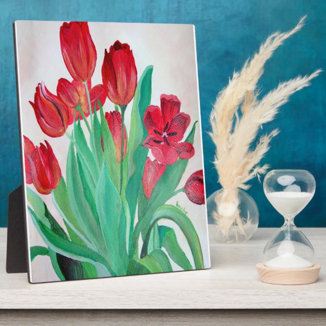 A Bouquet of Red Tulips Plaque (Side)