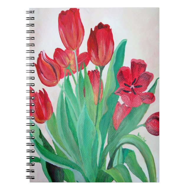A Bouquet of Red Tulips Spiral Notebook (Front)
