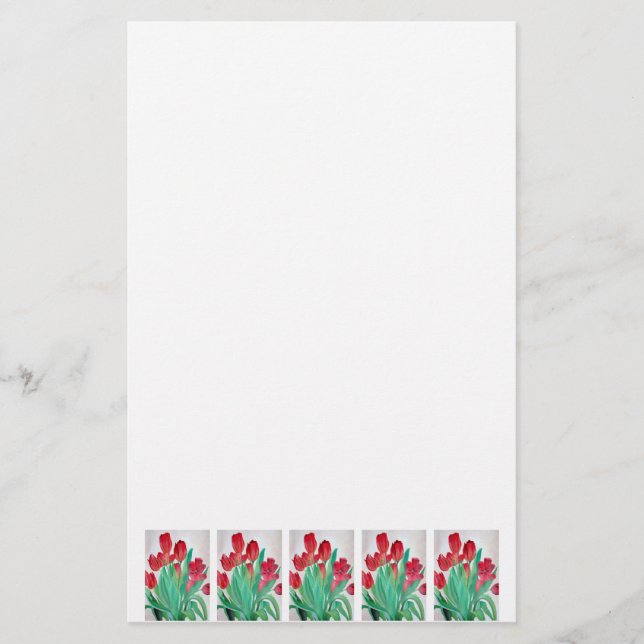 A Bouquet of Red Tulips Stationery (Front)