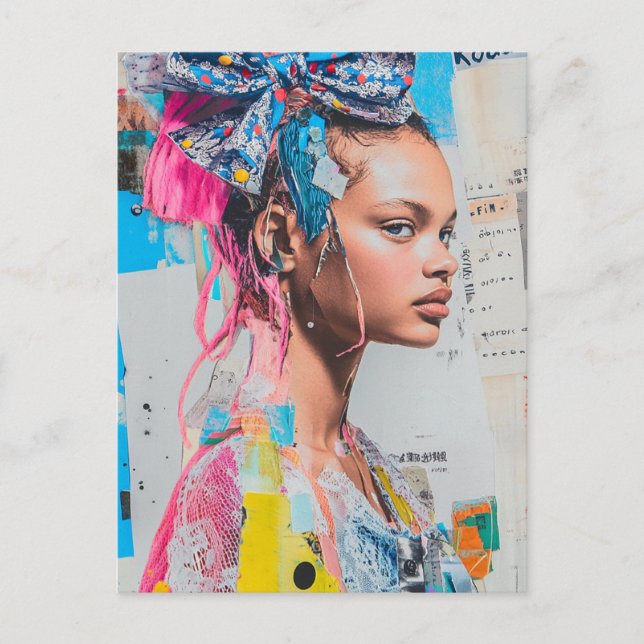 A bow in her hair lady Collage Postcard (Front)