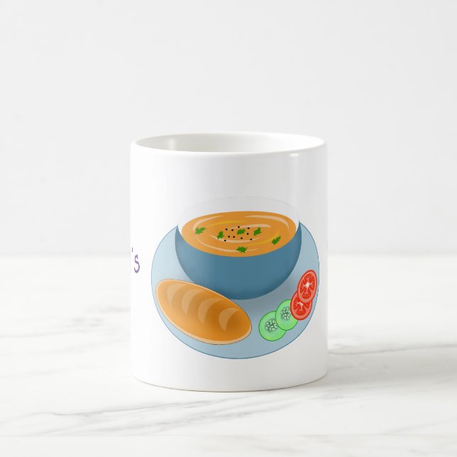 A Bowl of Dinner Soup with Bread Coffee Mug (Center)