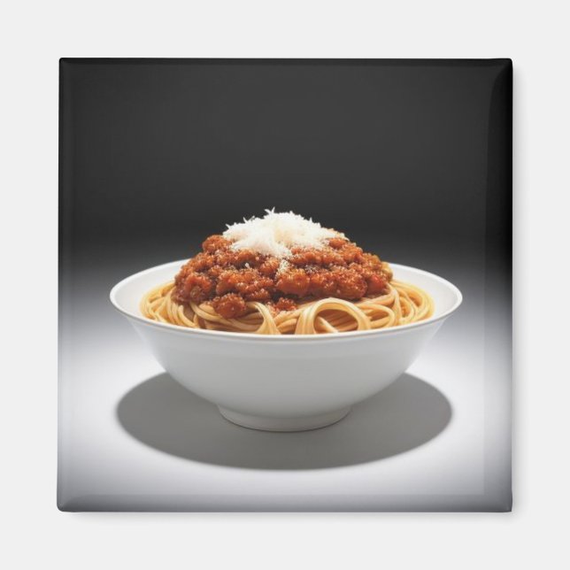A Bowl of Spaghetti Bolognese in a Dark Background Magnet (Front)