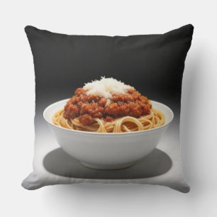 A Bowl of Spaghetti Bolognese with Cheese on Top Cushion