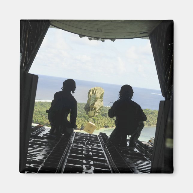 A box of humanitarian goods magnet (Front)