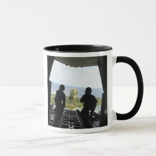 A box of humanitarian goods mug