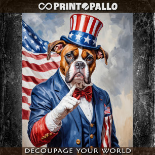 A boxer dog as Uncle Sam with USA flag -  Tissue Paper