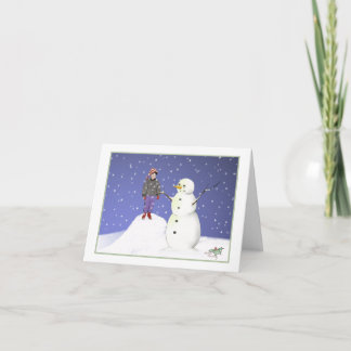 A Boy and a Snowman Card