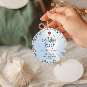 A Boy Is Brewing Tea Party Boy Baby Shower Blue Favour Tags