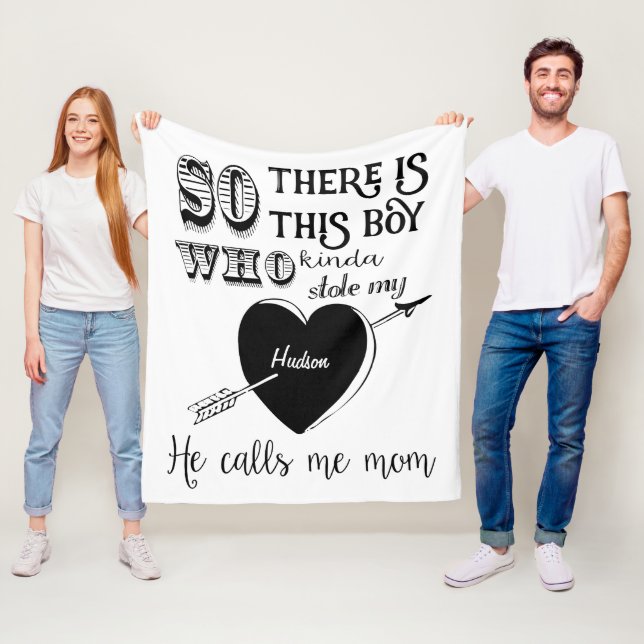 A Boy Stole My Heart He Calls Me Mum Fleece Blanket (In Situ)