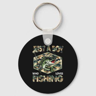 A boy who loves fishing cool bass fish camo key ring