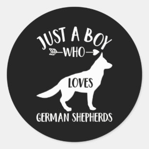 A Boy Who Loves German Shepherd Classic Round Sticker