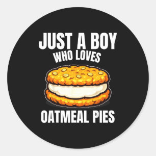 A boy who loves oatmeal pies dessert lover novelty classic round sticker