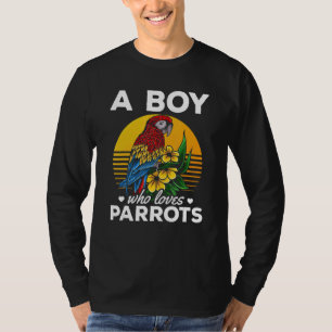 A Boy Who Loves Parrots I Cockatiel Parrot Bird T-Shirt