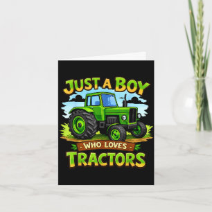 A boy who loves tractors funny farm kid birthday card