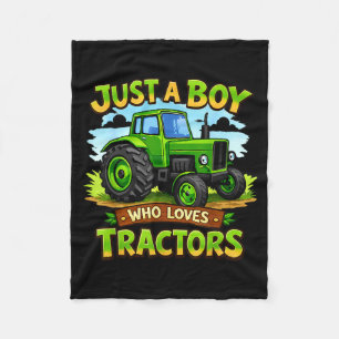 A boy who loves tractors funny farm kid birthday fleece blanket