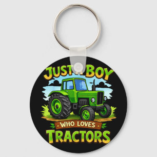 A boy who loves tractors funny farm kid birthday key ring