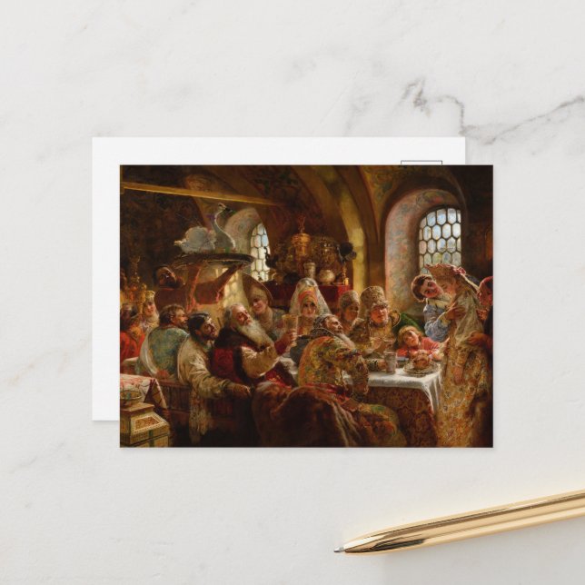 A Boyar Wedding Feast by Konstantin Makovsky Postcard (Front/Back In Situ)