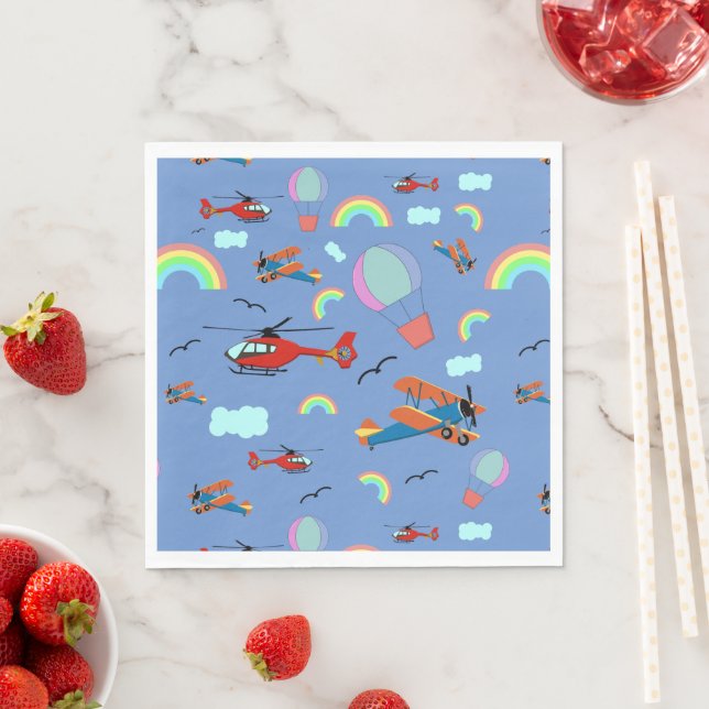 A Boys Flying Pattern on Blue Napkin (Insitu)