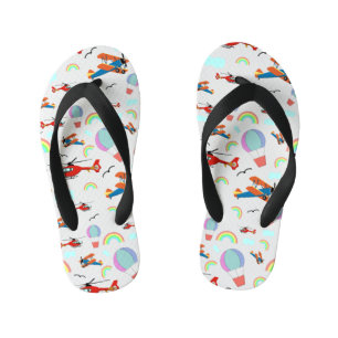 A Boys Flying Pattern on White Kid's Jandals