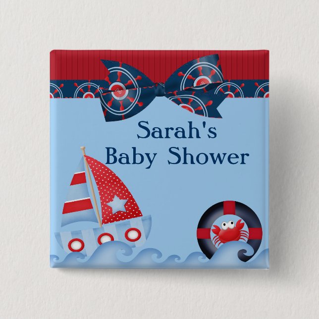 A Boys Sea Life Baby Shower 15 Cm Square Badge (Front)