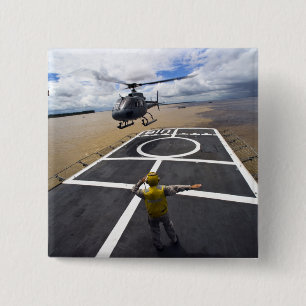 A Brazilian Eurocopter prepares to land 15 Cm Square Badge