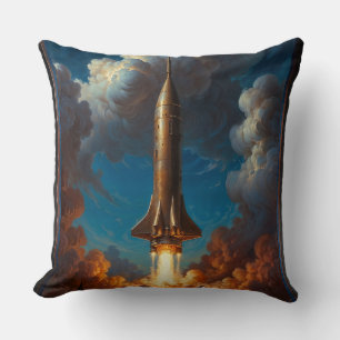 A Breathtaking Retro Fusion Rocket Launch Cushion