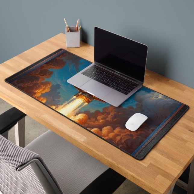 A Breathtaking Retro Fusion Rocket Launch Desk Mat (Office 2)