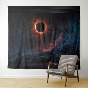 A Breathtaking Solar Eclipse AI Art by Xzendor7 Tapestry