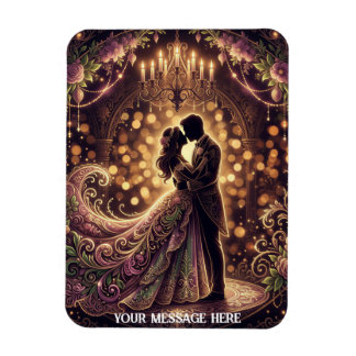 A bride & groom silhouette in an embrace Magnet