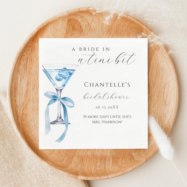 A Bride In A Tini Bit Blue Martini Bridal Shower Napkin (Creator Uploaded)