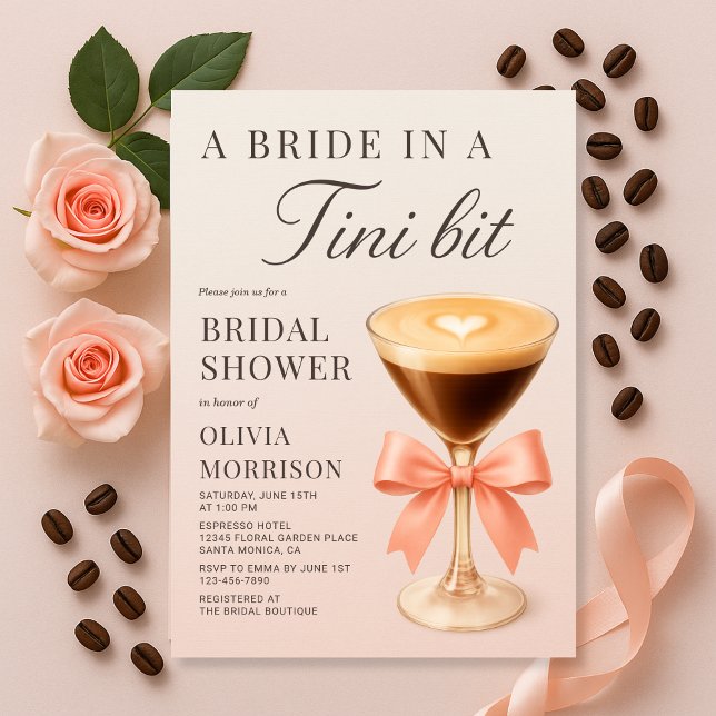 A Bride in a Tini Bit Coquette Pink Bridal Shower Invitation (Creator Uploaded)