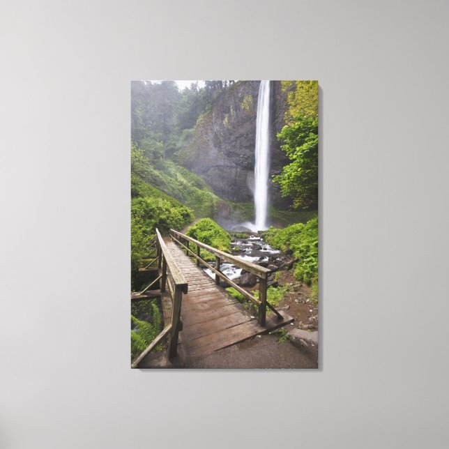 A Bridge Over Columbia River And Latourell Falls Canvas Print (Front)
