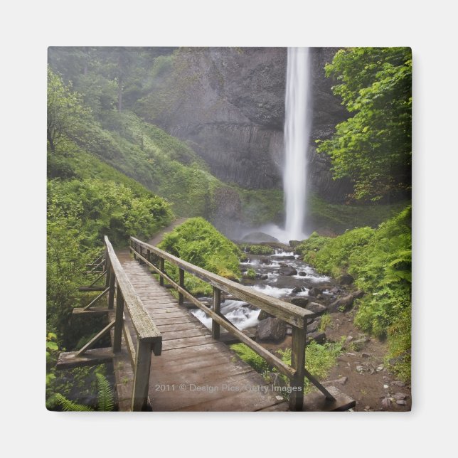 A Bridge Over Columbia River And Latourell Falls Magnet (Front)