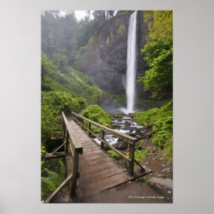 A Bridge Over Columbia River And Latourell Falls Poster