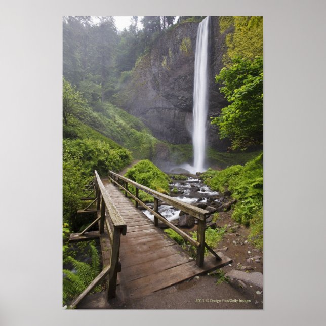 A Bridge Over Columbia River And Latourell Falls Poster (Front)