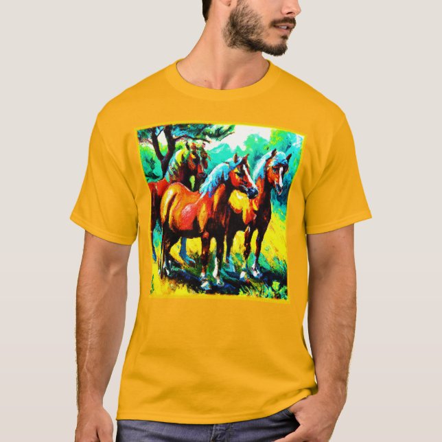 A Bright and Cheerful Horse Art Piece. Buy Now T-Shirt (Front)