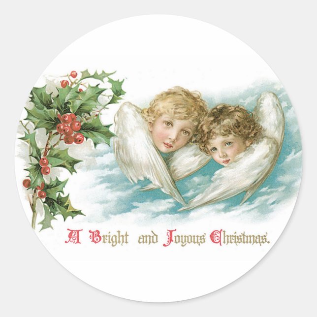 A Bright and Joyous Christmas Classic Round Sticker (Front)
