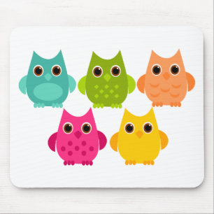 A Bright Bunch of Owls Mouse Pad