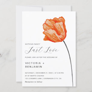 A Bright Flower Just Love Minimalist Wedding  Invitation