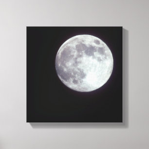 A bright full moon in a black night sky. canvas print