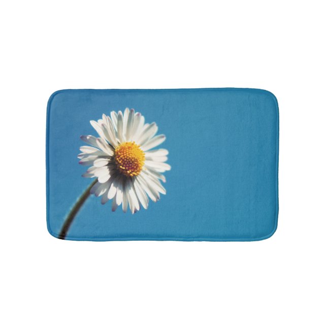 A Bright White Daisy under a Big Blue Sky Bath Mat (Front)