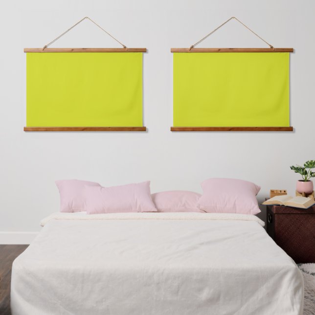 A bright yellow square with a distinct white borde hanging tapestry (Bedroom)