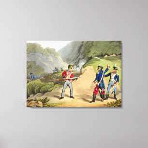 A British Soldier Taking Two French Officers at th Canvas Print