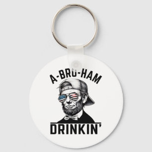 A-bro-ham Drinkin American Funny 4th Of July Abe L Key Ring