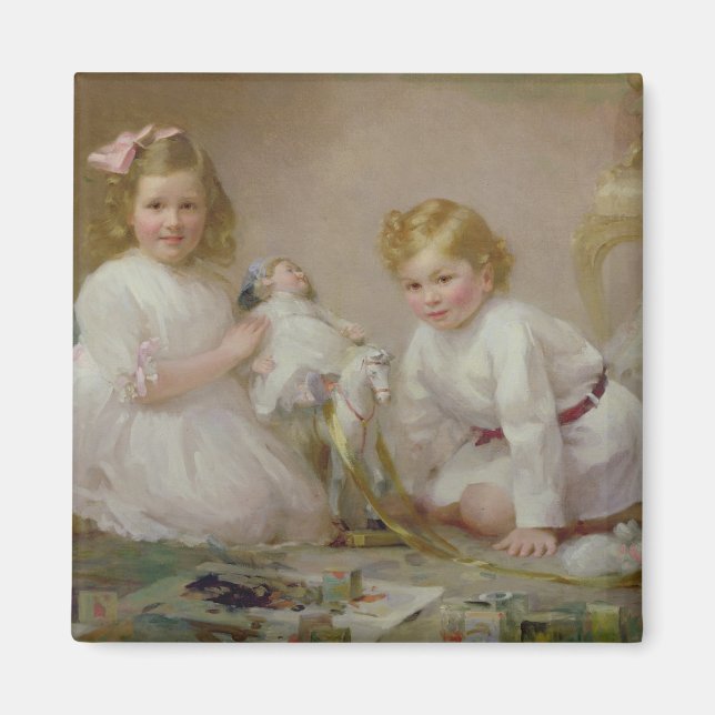 A Brother and Sister Playing, 1915 Magnet (Front)