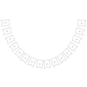 a brown and white flower design on a black backgro bunting