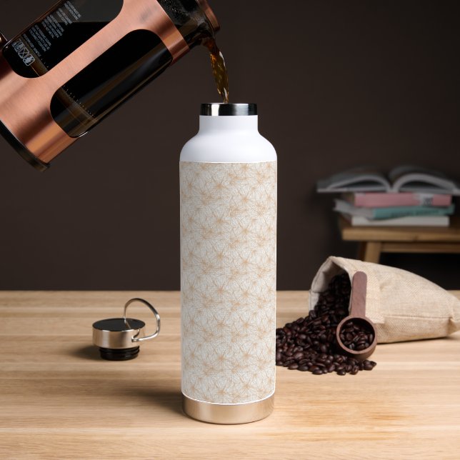 a brown background with a pattern of circles water bottle (Coffee)