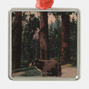 A Brown Bear in the Woods Metal Tree Decoration