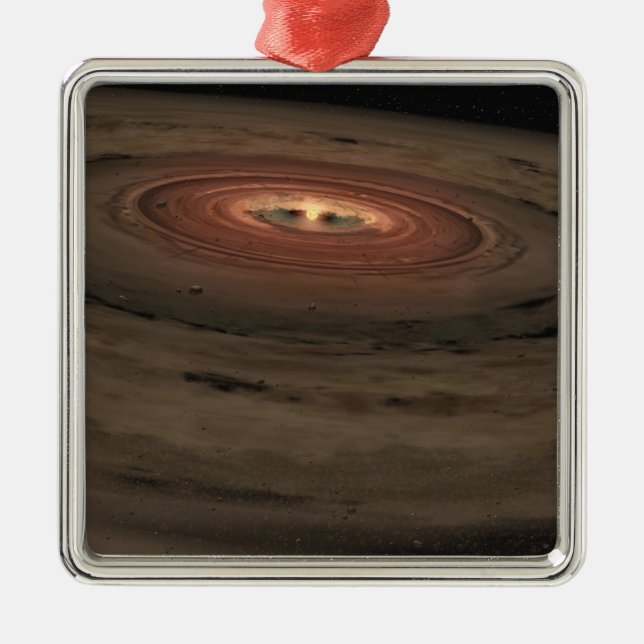 A brown dwarf surrounded by a swirling disc metal tree decoration (Front)